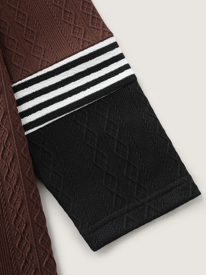 Stretchy Colorblock Textured Striped T-Shirt