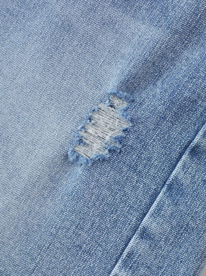Faded Mid-Rise Stretchy Denim Shorts