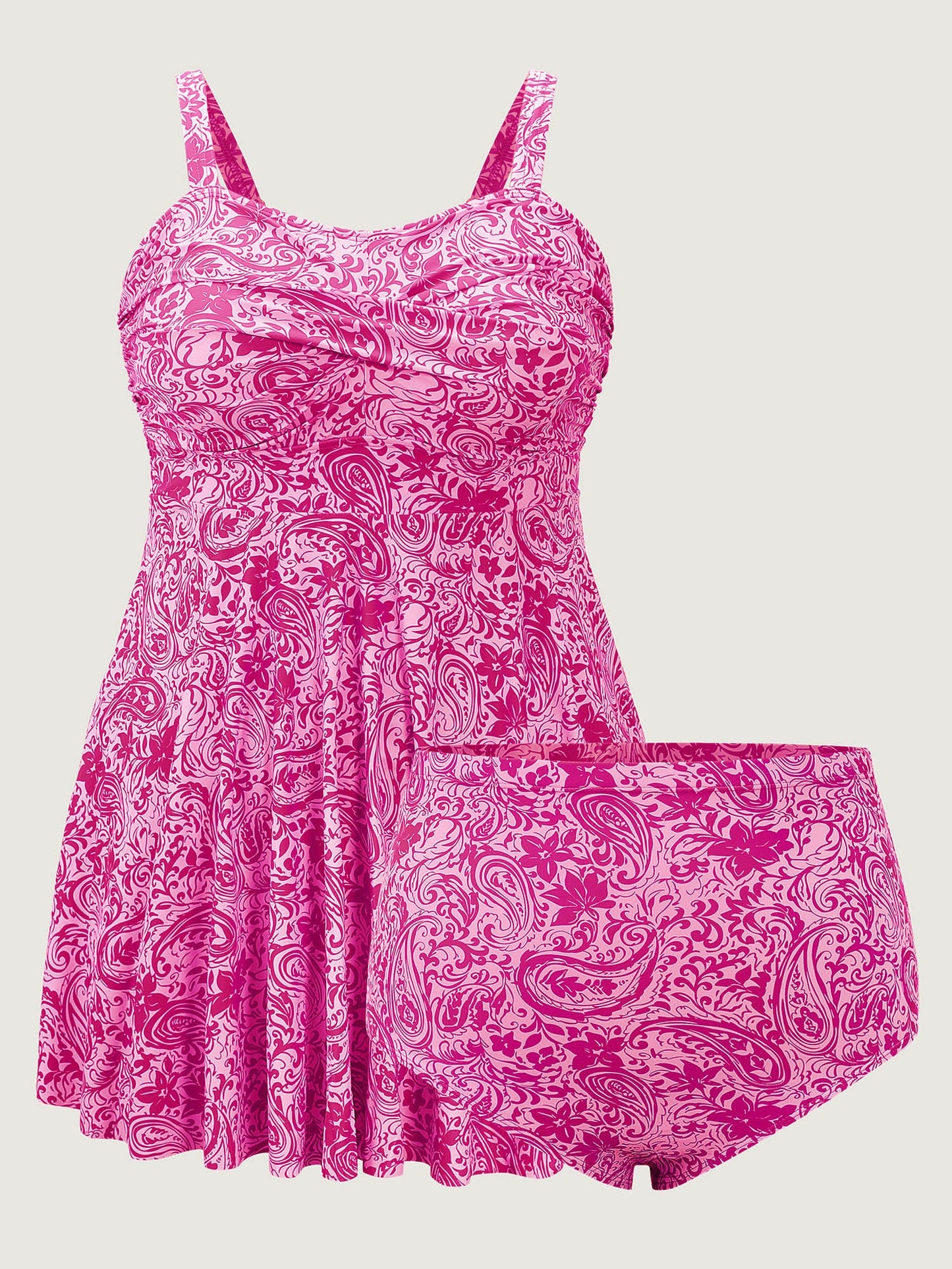 Paisley Print Twist Front Swim Dress