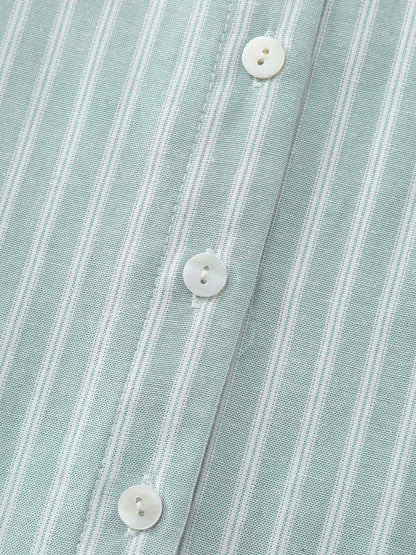 Striped Cut-Out Embroidery Blouse