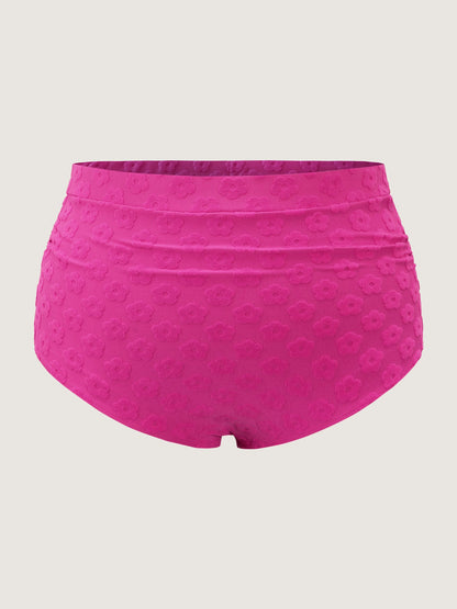 Textured Ruched High-Waisted Swim Bottoms