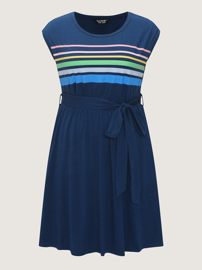 Supersoft Colorful Striped Print Mini Dress