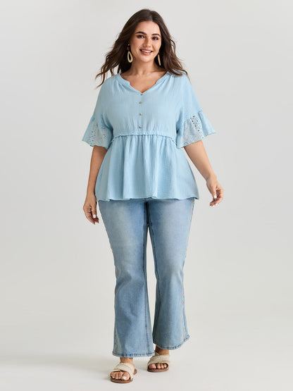 Cotton Ruffle Sleeve Babydoll T-Shirt
