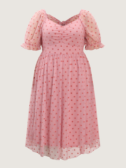 Sheer Romantic Flocking Back-Tie Midi Dress