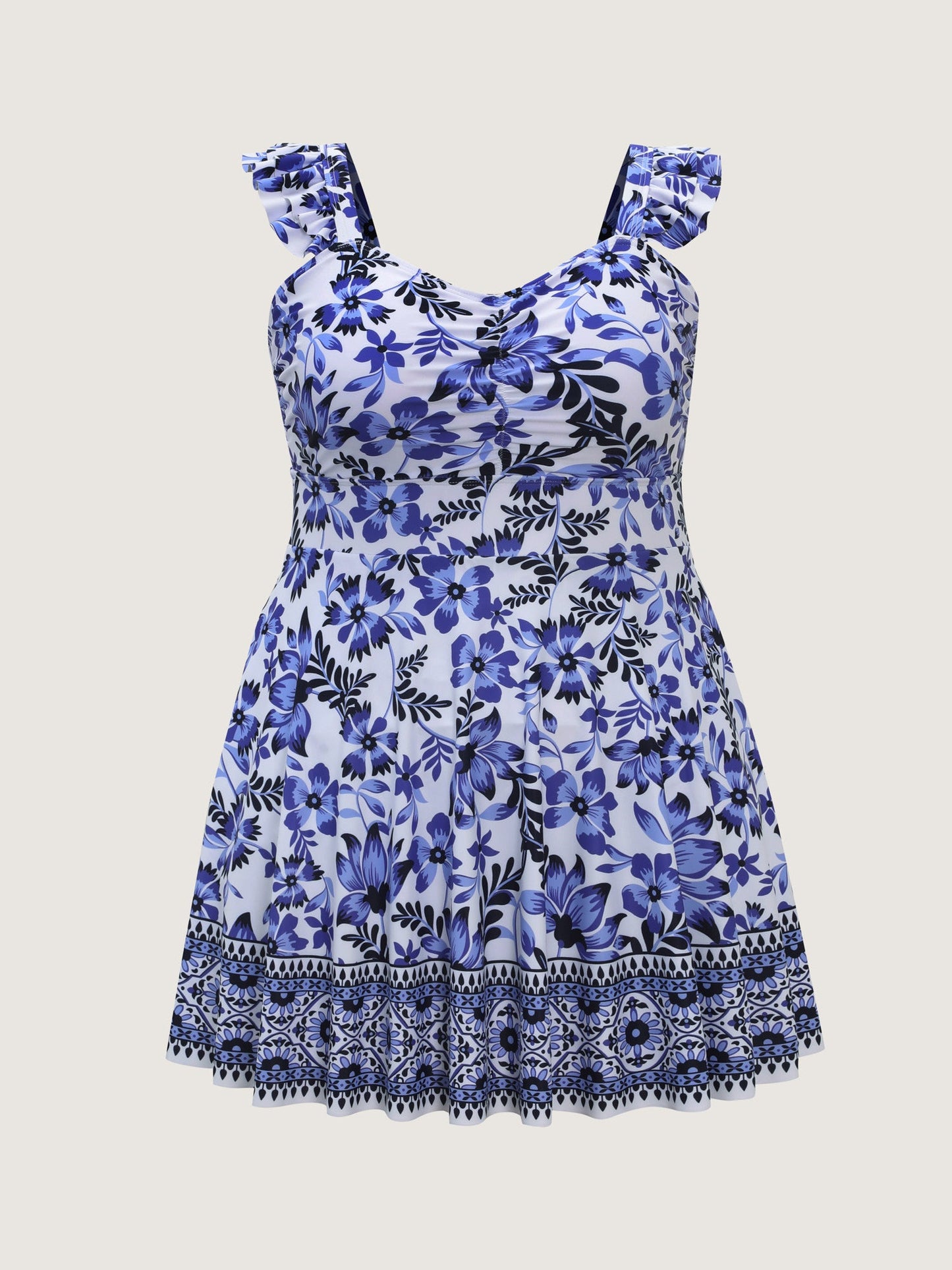 Anti-Float Tie Ruffled Pockets Swim Dress