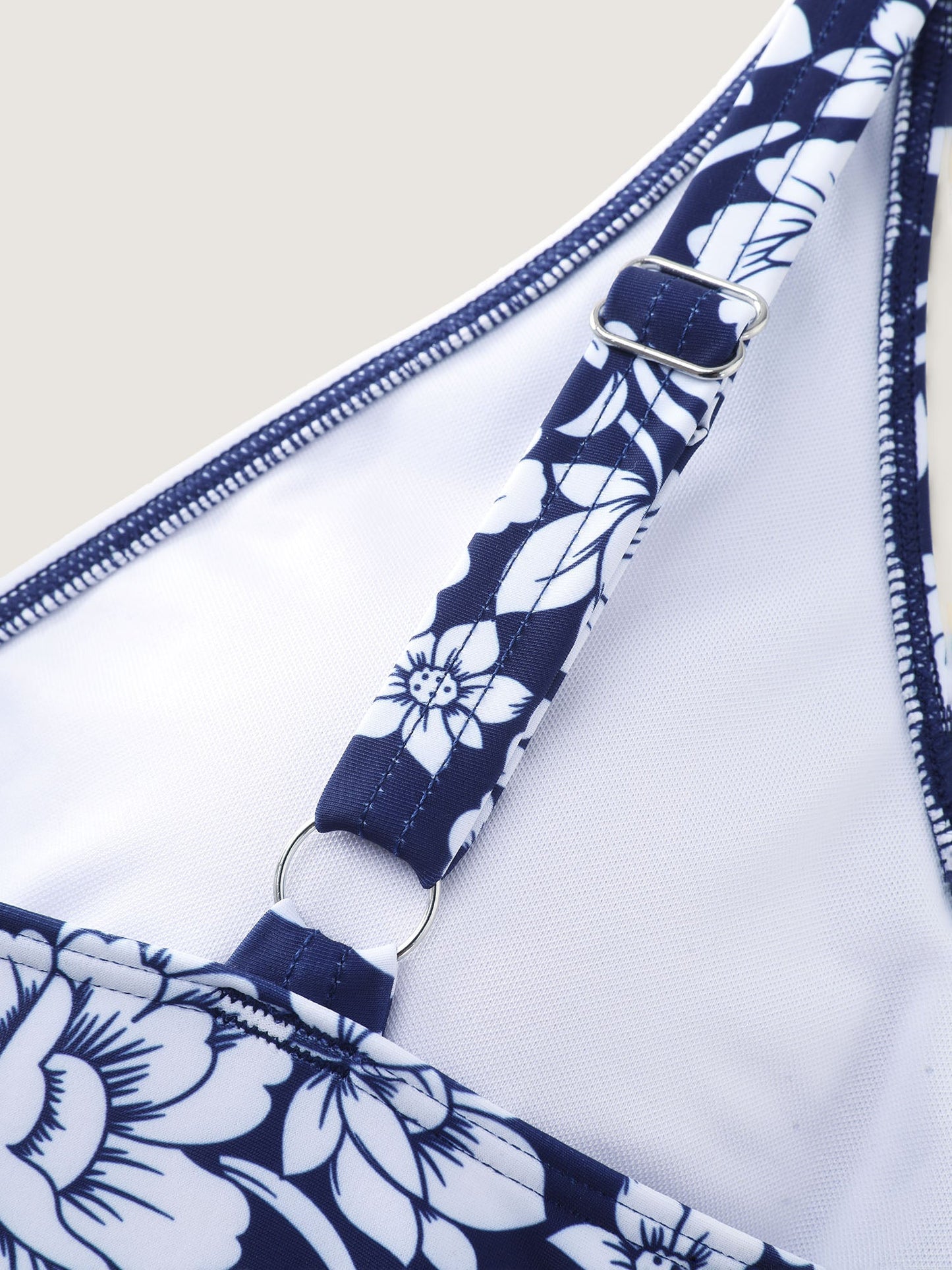 Floral Print Surplice Neckline Swim Top
