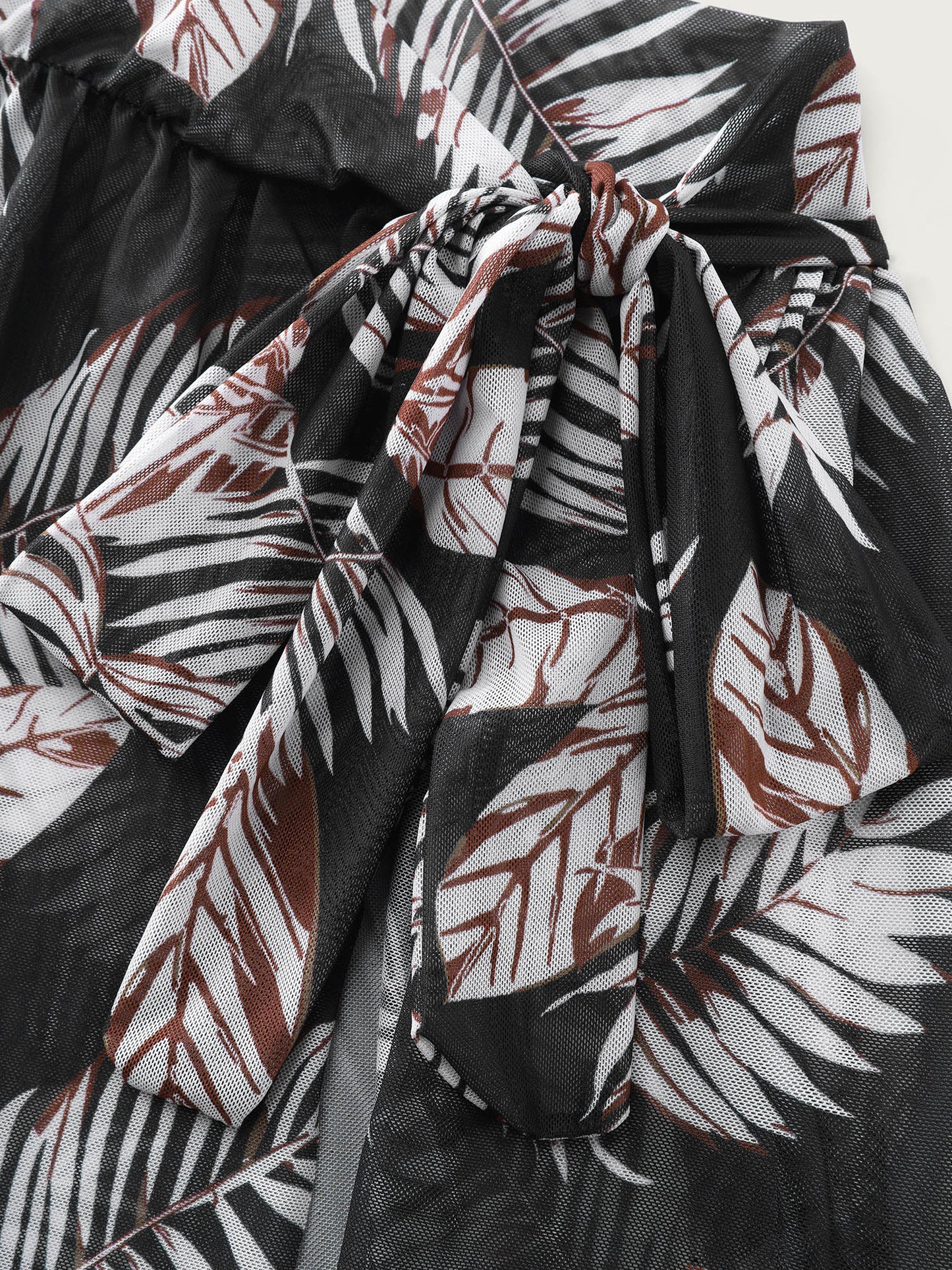 Two-Piece Tropical Print Sarong Wrap Swim Bottoms Set