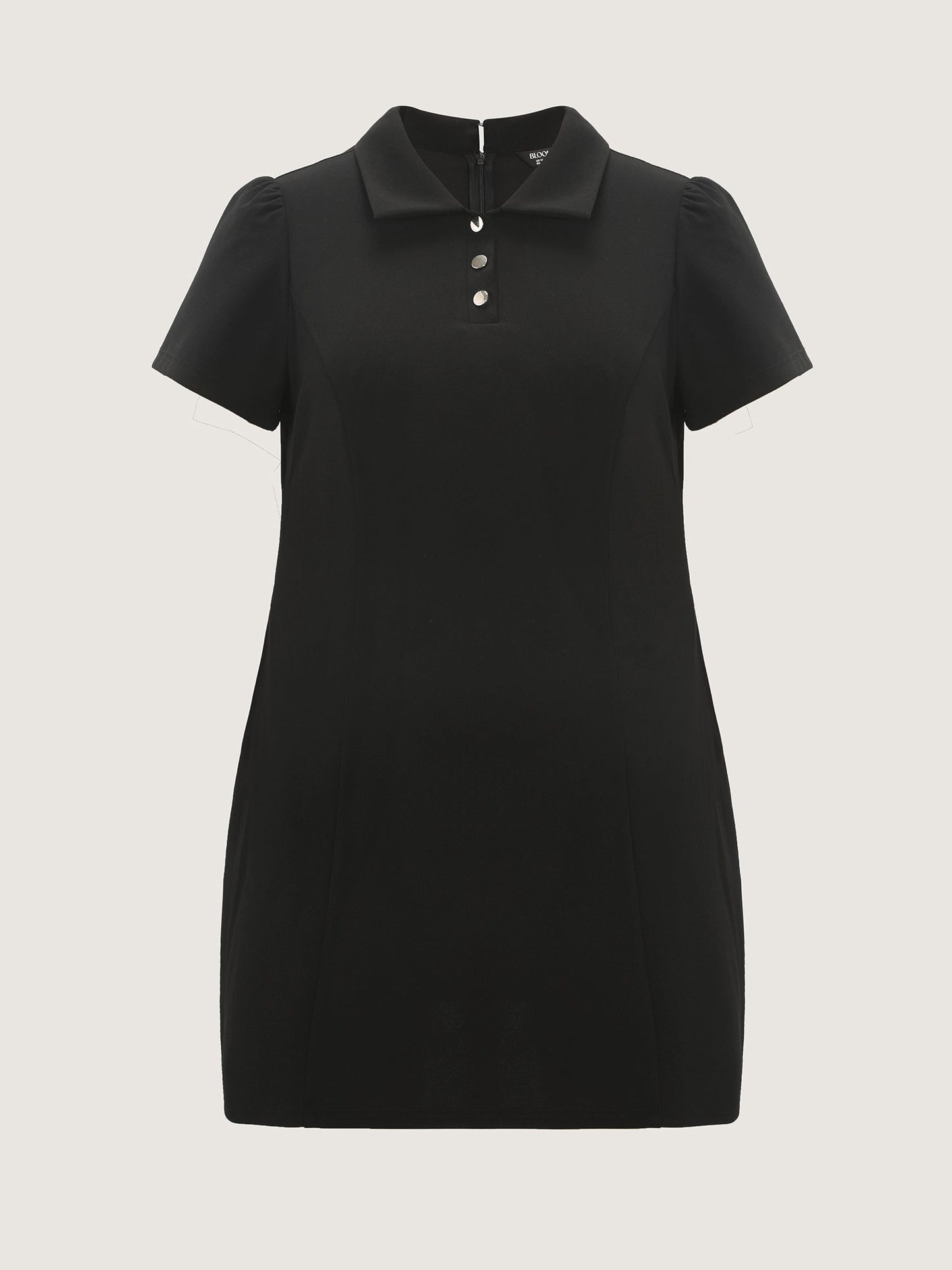 Polo Collar Button Detail Pockets Knee Dress