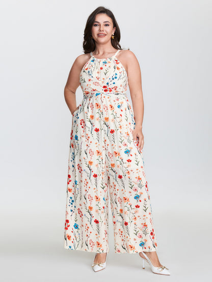 Blooming Florals Waist-Tie Jumpsuit