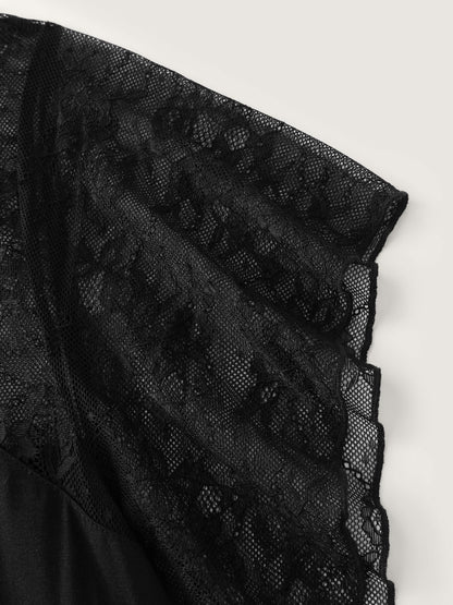 Supersoft Sheer Lace Neckline Maxi Dress