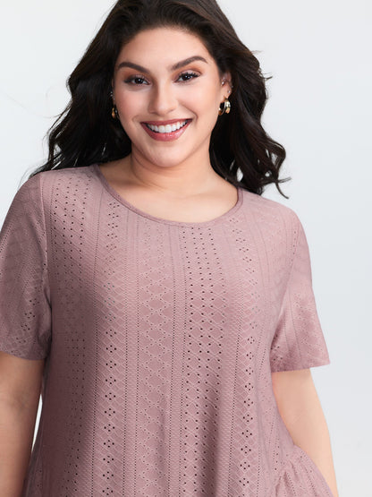 Textured Ruffled Layered Hem Knit Top
