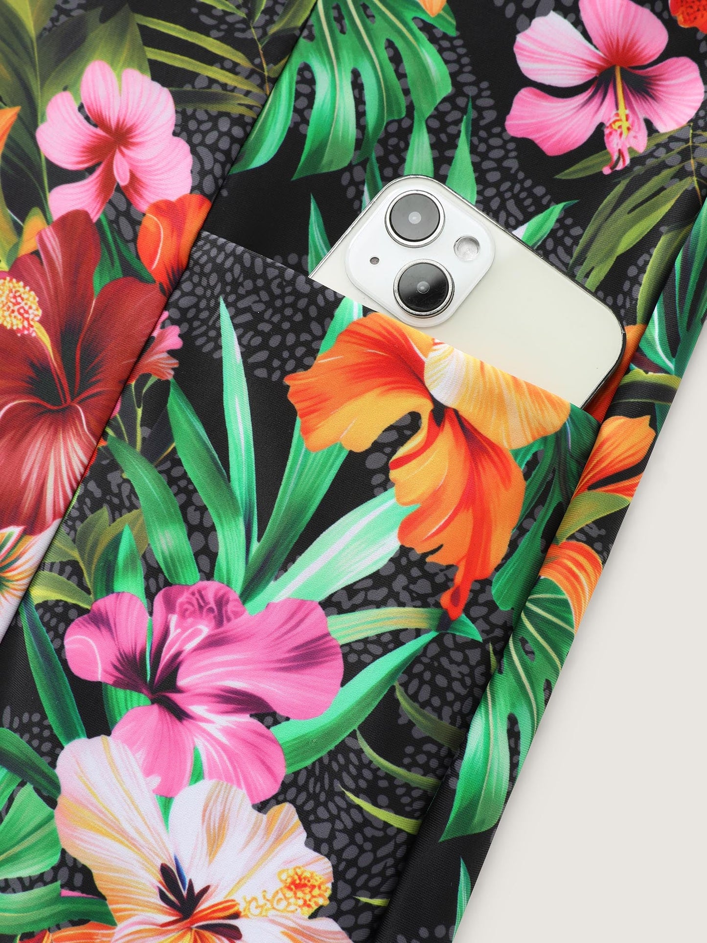 Tropical Floral Print Hip Coverage Swim Dress