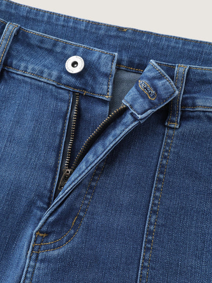 Elastic Back-Waist Skinny-Fit Denim Shorts