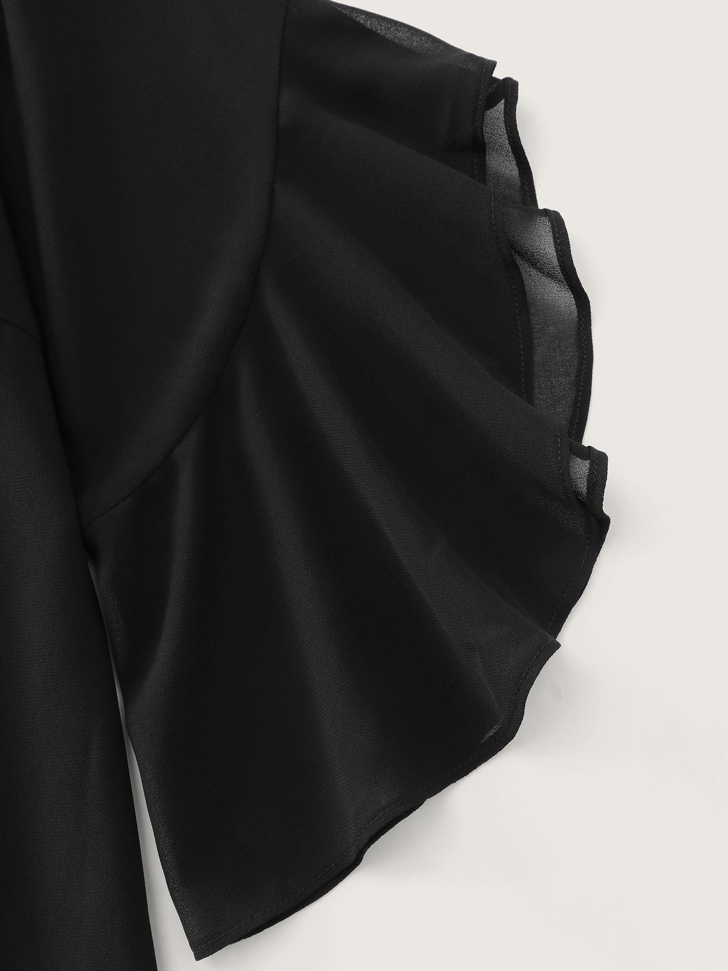 Sheer Flowy Ruffled Sleeve Plain Blouse