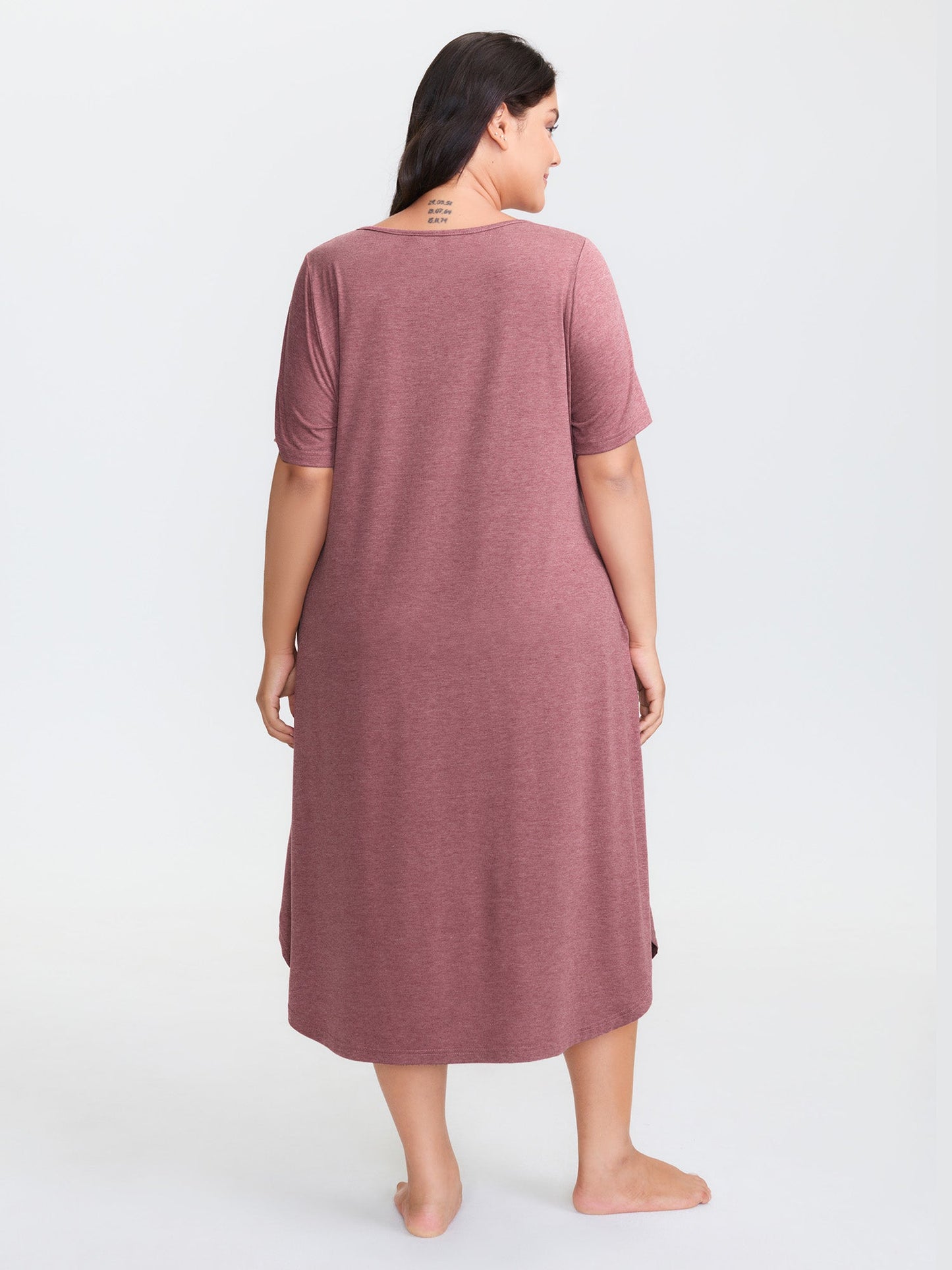 Happy Cat Print Stretchy Contrast Nightgown