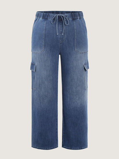 Supersoft Lace Detail Wide-Leg Jeans