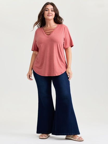 Supersoft Cut-Out Neckline Relaxed-Fit T-Shirt