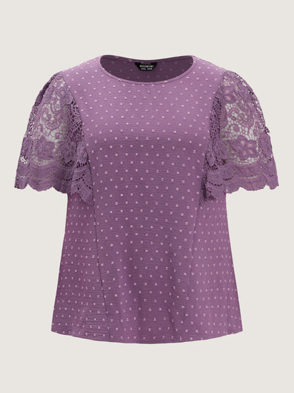 Supersoft Sheer Lace Sleeve Cinched Blouse