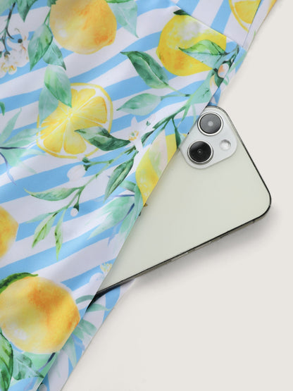 Citrus Fruit Print Fit And Flare Swim Dress