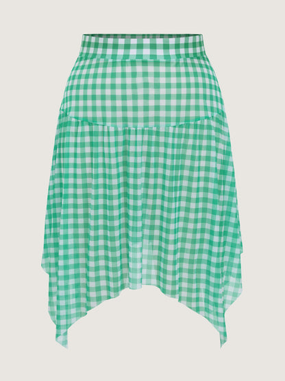 Check Print Cut-Out One-Piece Swimsuit