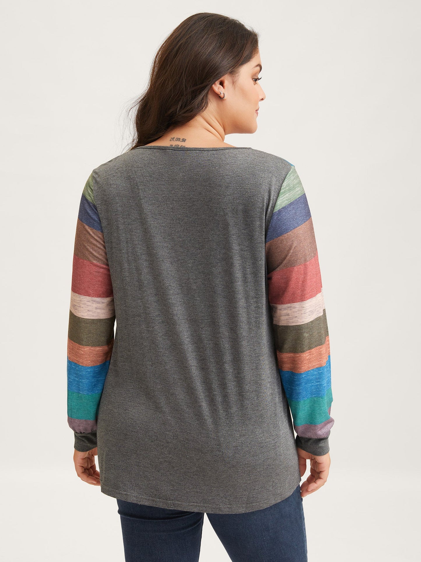 Colorblock Contrast V Neck Button Up T-shirt
