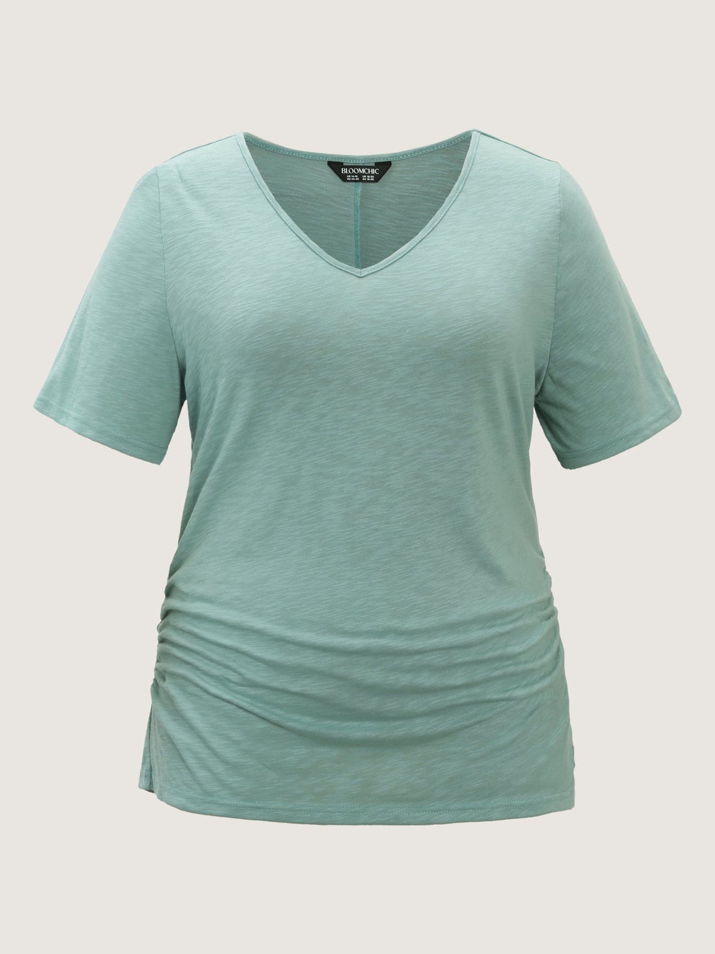 Plain V-Neck Drape T-Shirt