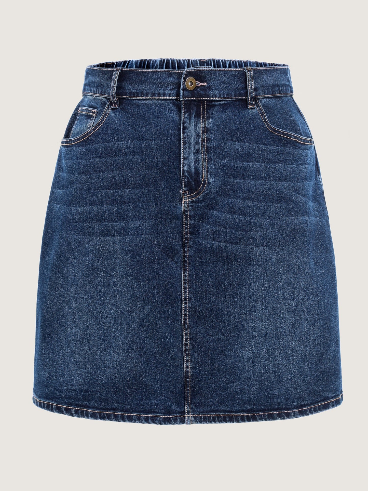 Stretchy Bootcut Seamed Denim Skirt