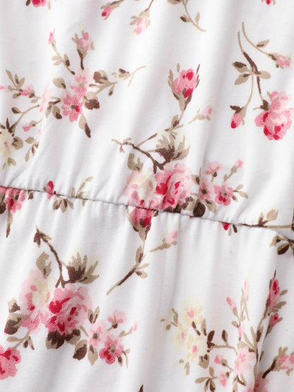 Cute Floral Print Stretchy Knit Top