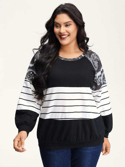 Supersoft Colorblock Paisley Print Sweatshirt