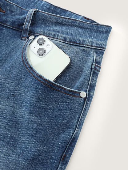 Stretchy Mid-Rise Denim Shorts