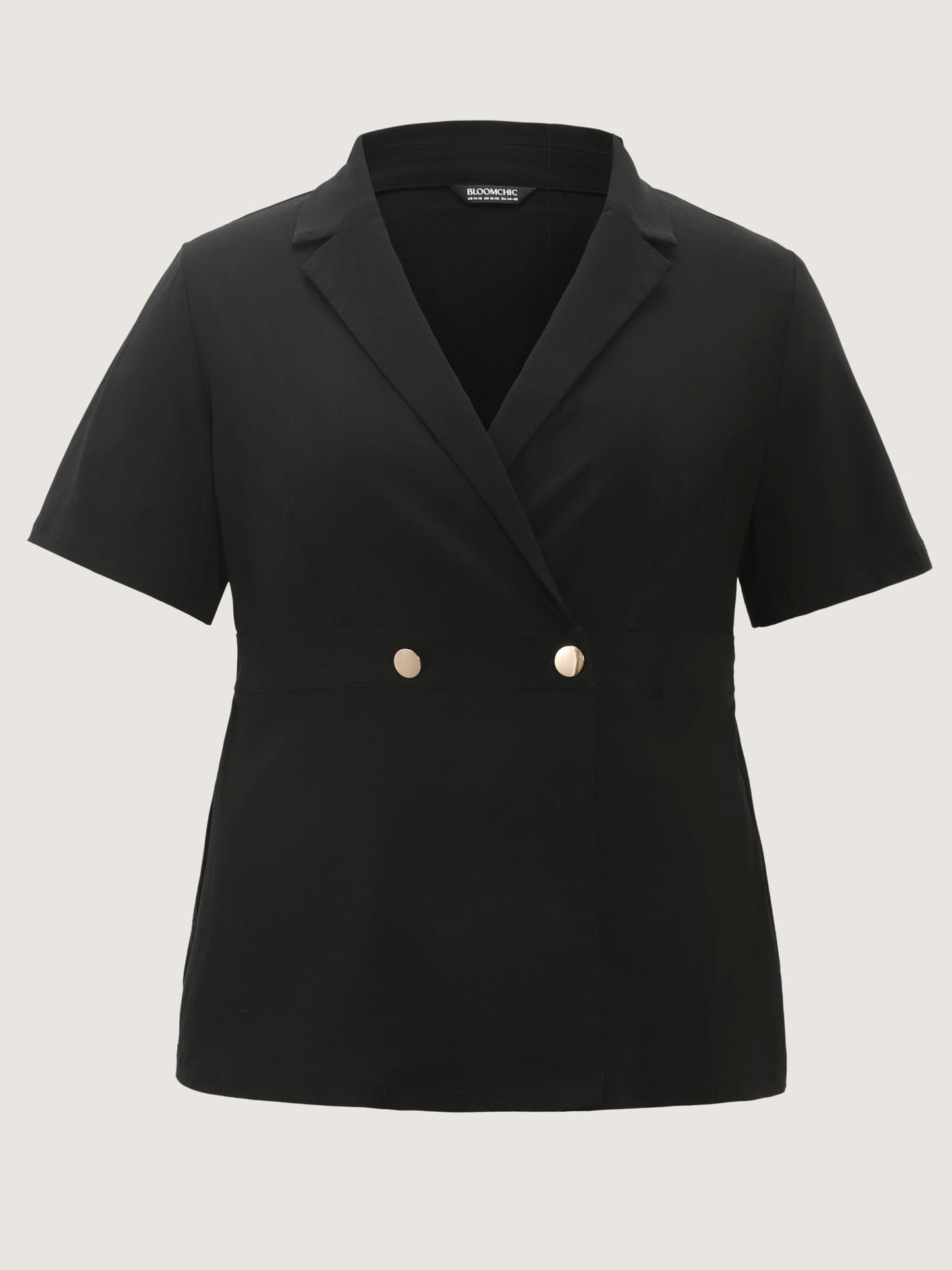 Suit Collar Button Detail Plain Blouse