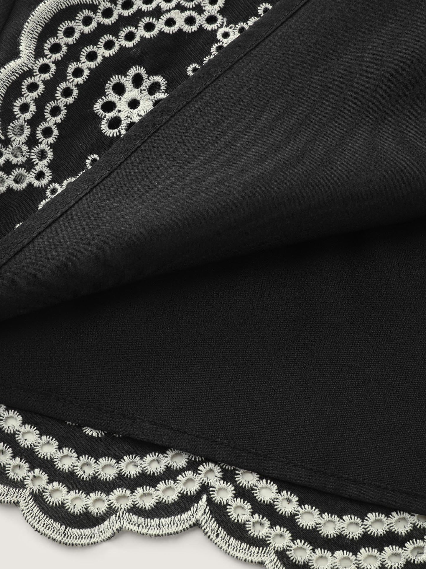 Cotton Monochrome Floral Embroidered Tank Top