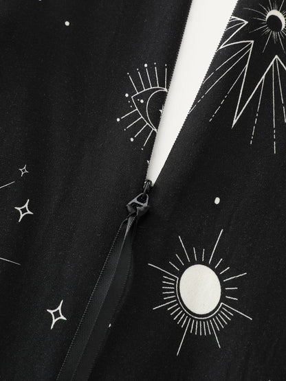 Supersoft Celestial Print Waist-Tie Jumpsuit