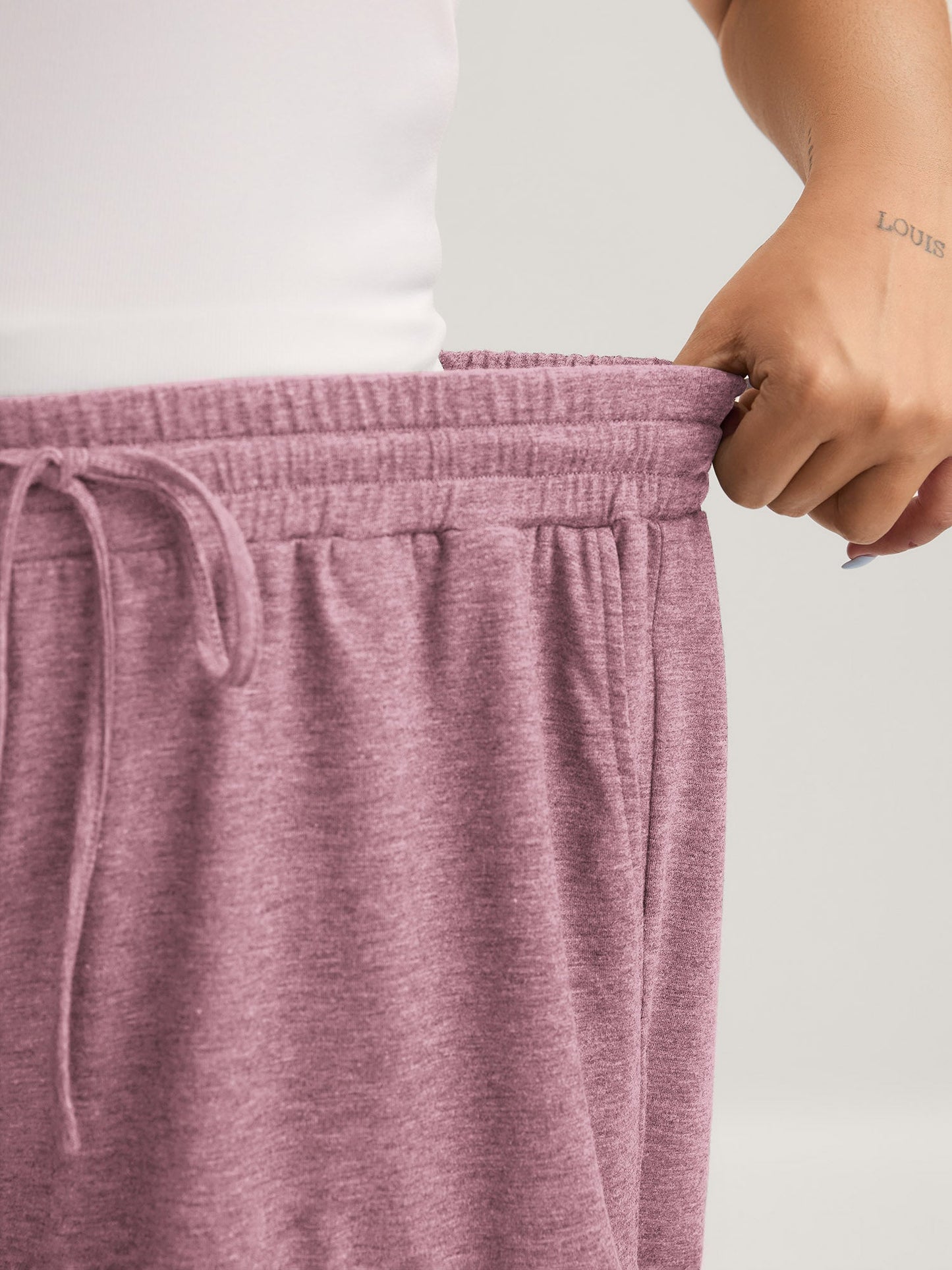 Supersoft Mixed Color Knit Drawstring Ruffled Shorts
