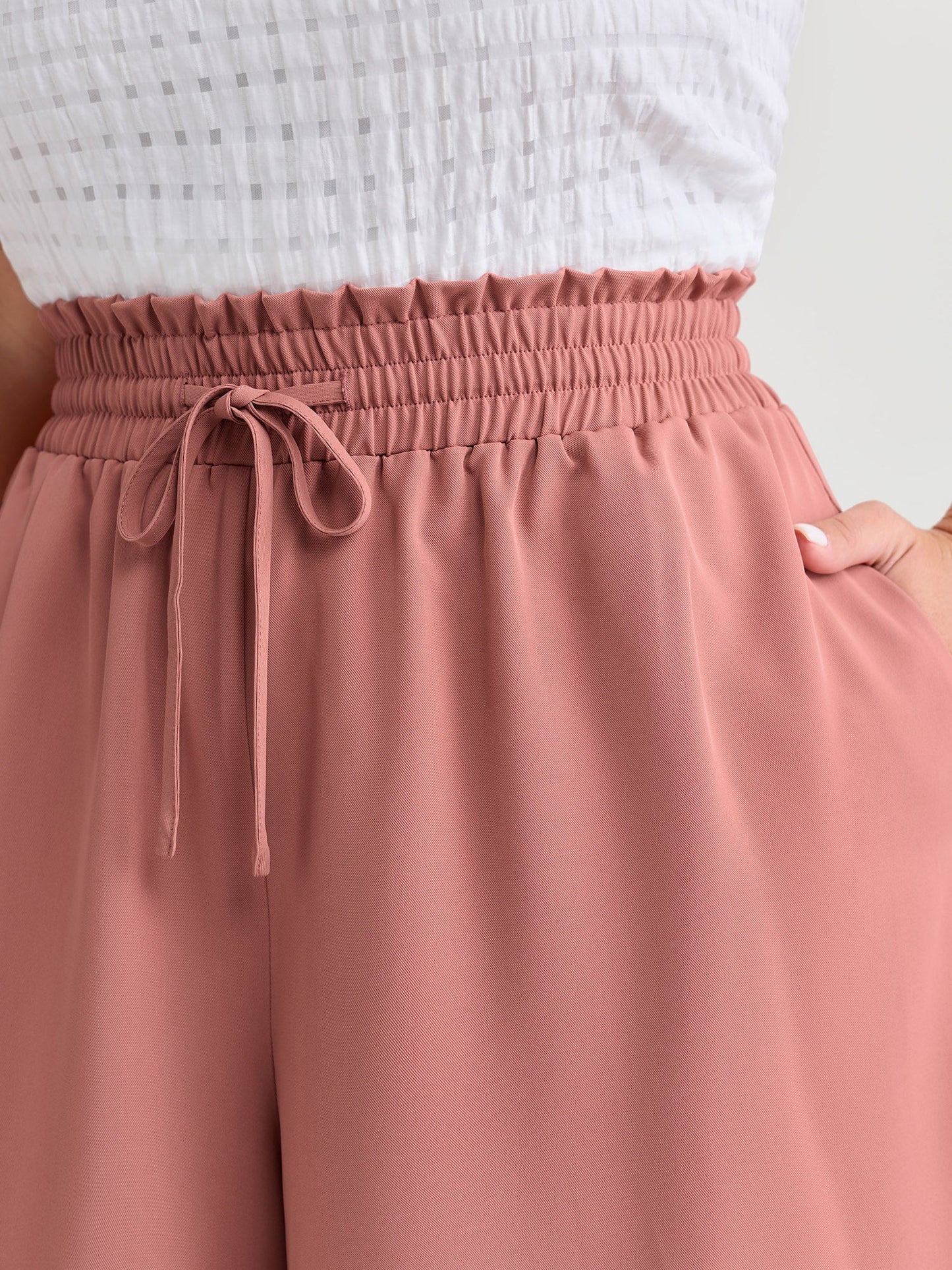 Stretchy Drawstring Waist Pockets Pants