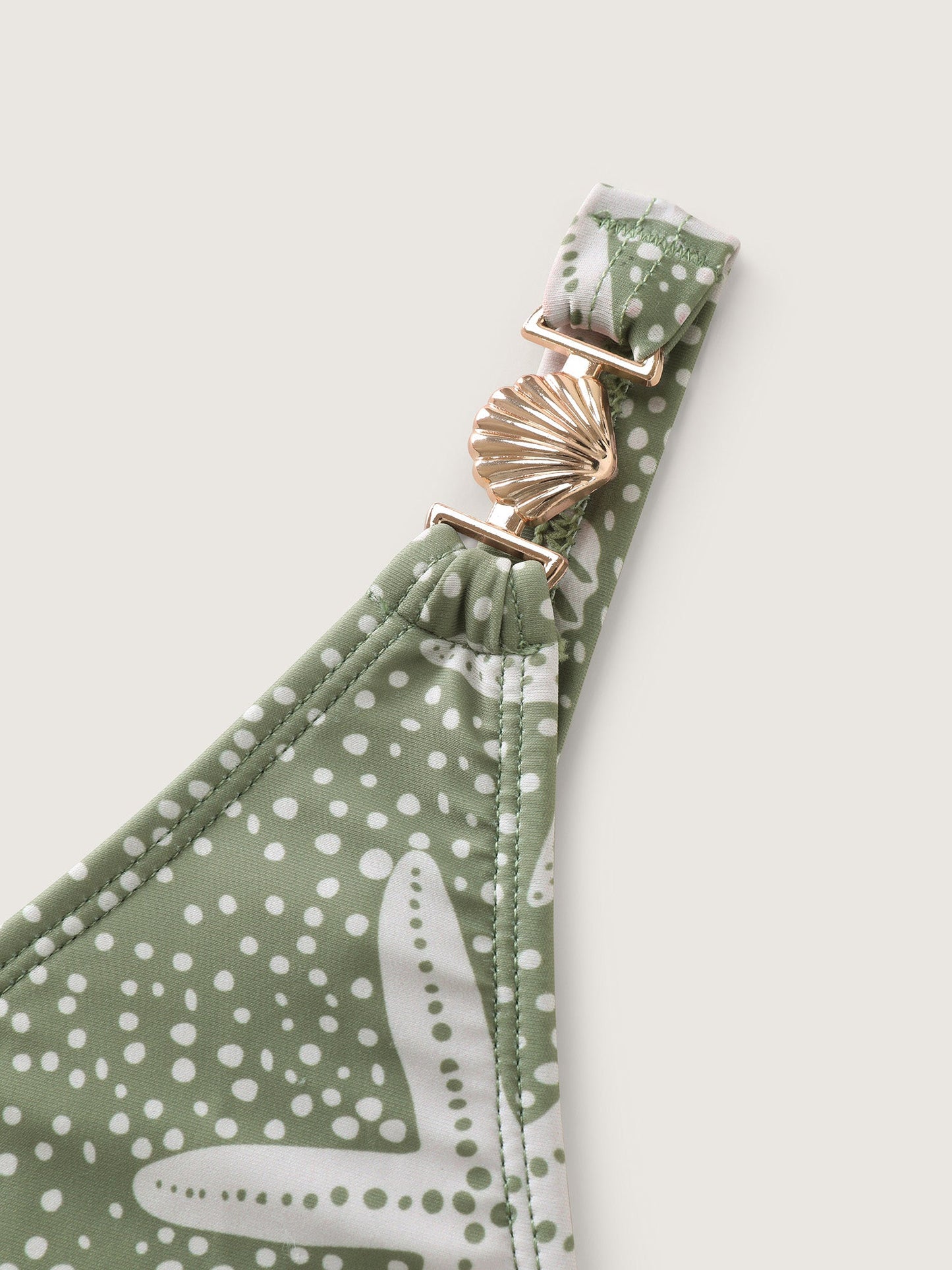 Ocean Print Metal Buckle Swim Dress