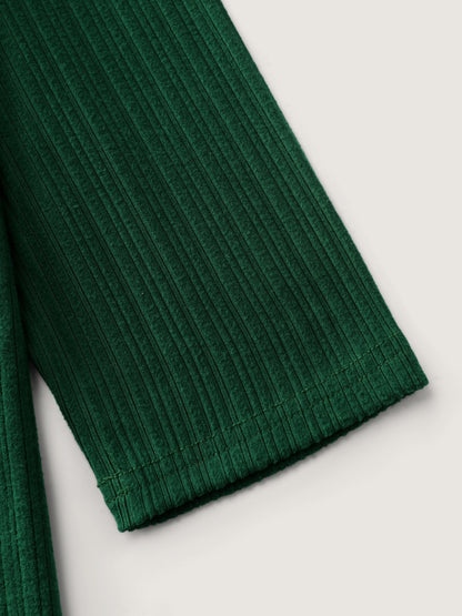 Super Stretchy Ribbed Asymmetrical Neck T-Shirt