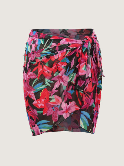 Tropical Escape Print Sarong One-Piece Swimsuit