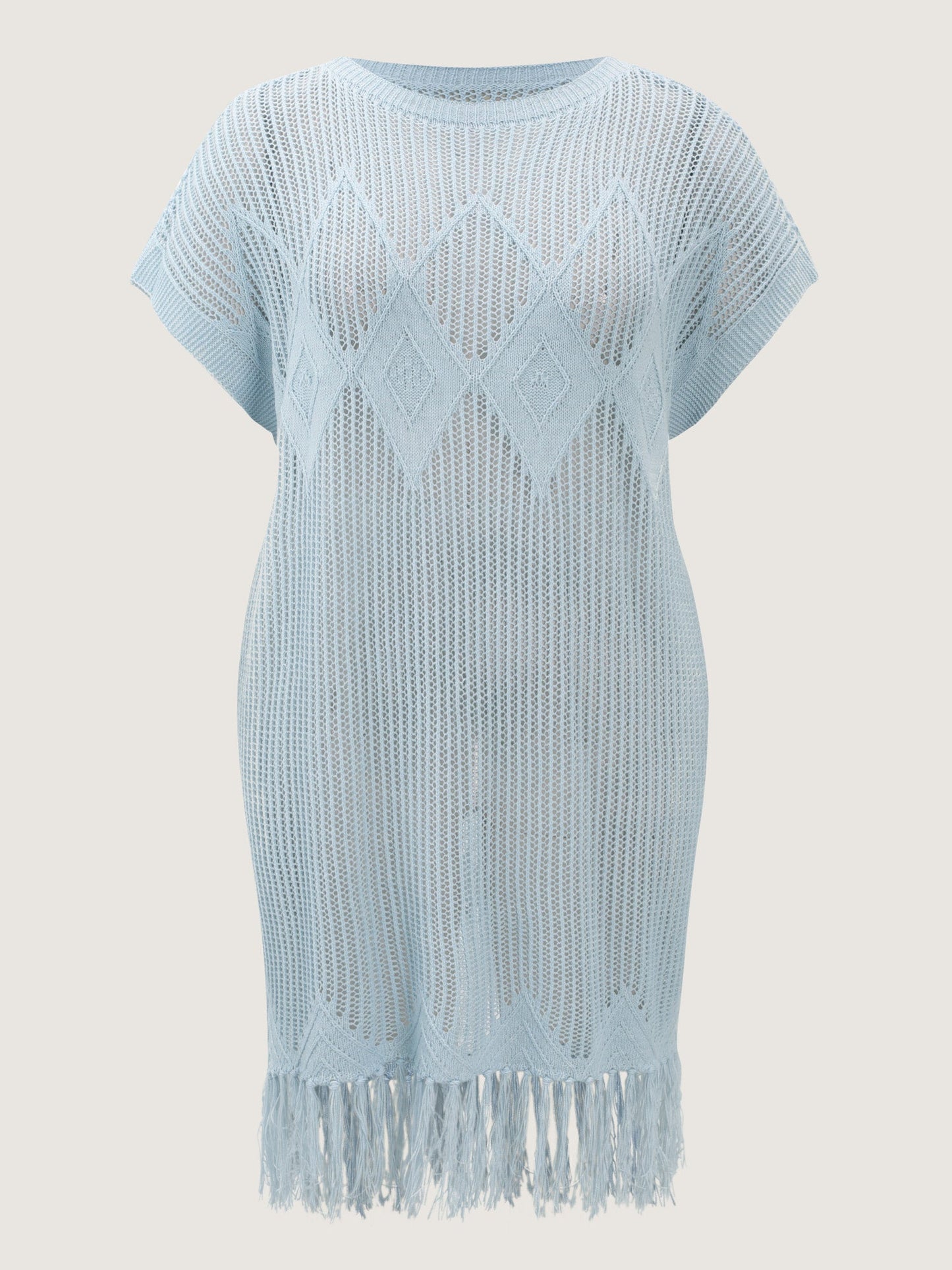 Cut-Out Fringe Hem Swim Cover-Up