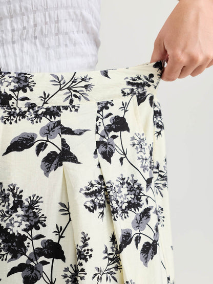 Silhouette Flower Print Wide-Leg Pants