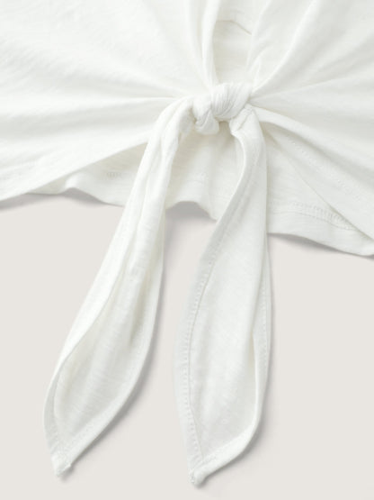 Pure Cotton Floral Sleeve Knotted T-Shirt