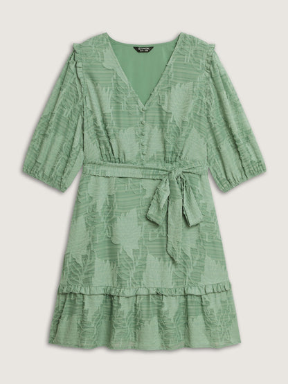 Floral Print Waist-Tie Ruffled Mini Dress