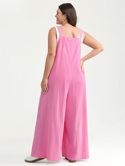 Pure Cotton Plain Adjustable Overall Jumpsuit