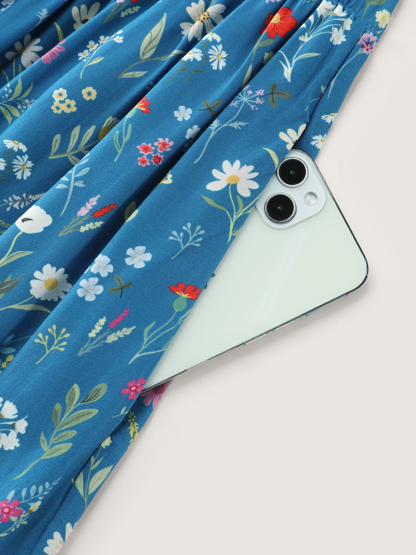 Floral Print Pockets Tiered Maxi Dress
