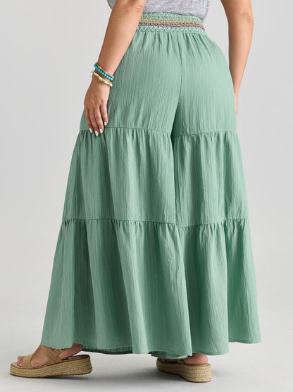 Tiered Shirred Waist Flare Pants