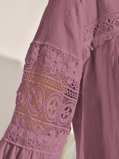 Pure Cotton Sheer Lace Trim Blouse