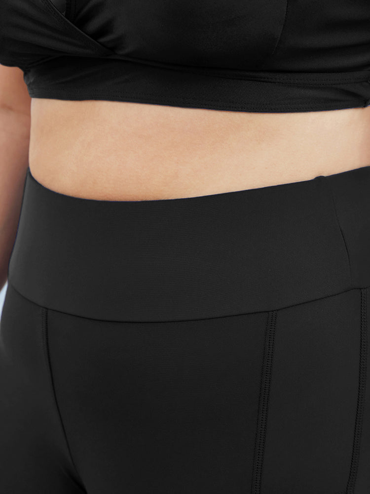 Solid Wideband Waist Swim Shorts