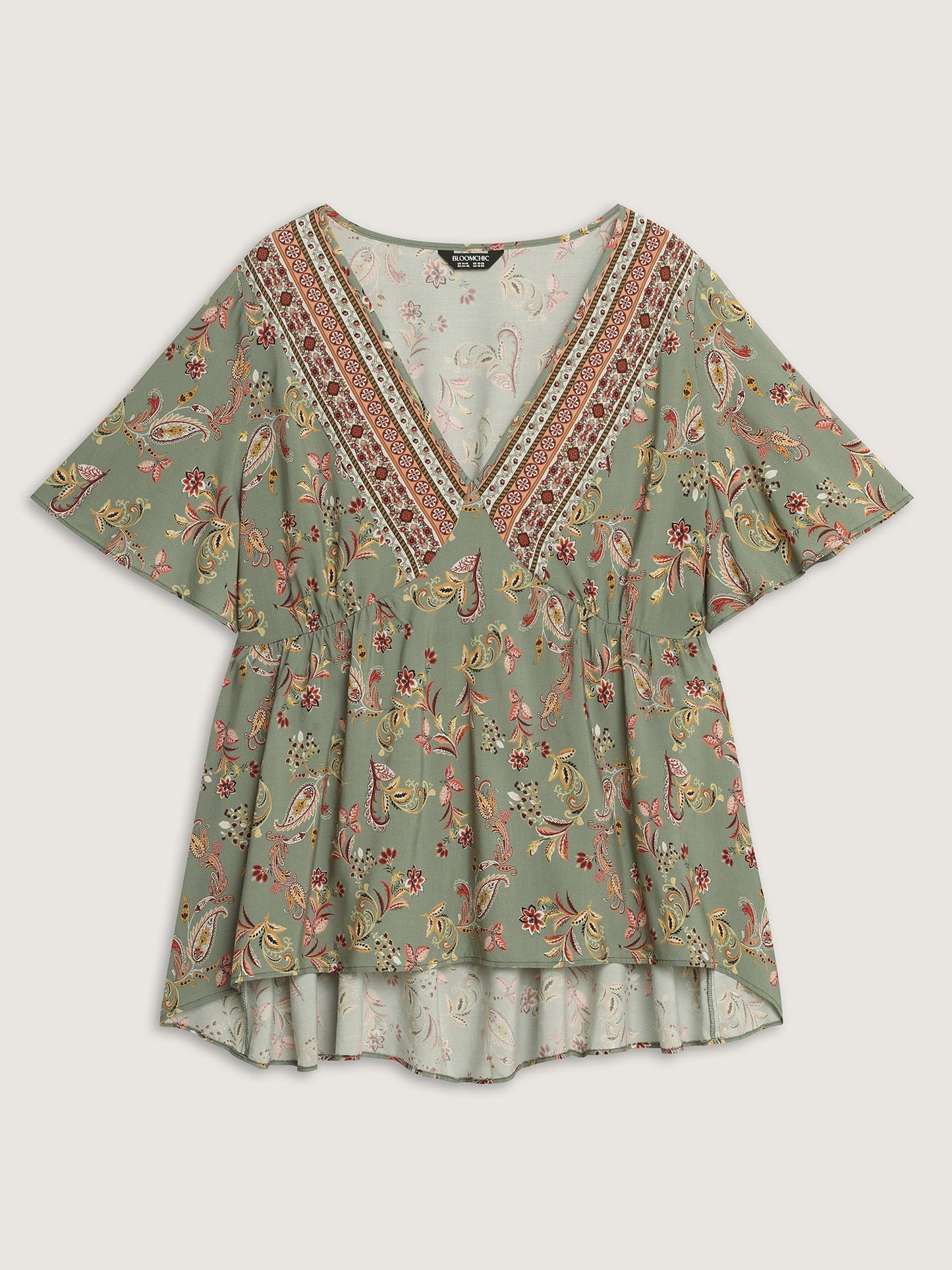 Breezy Floral Print Stretchy Waist Blouse