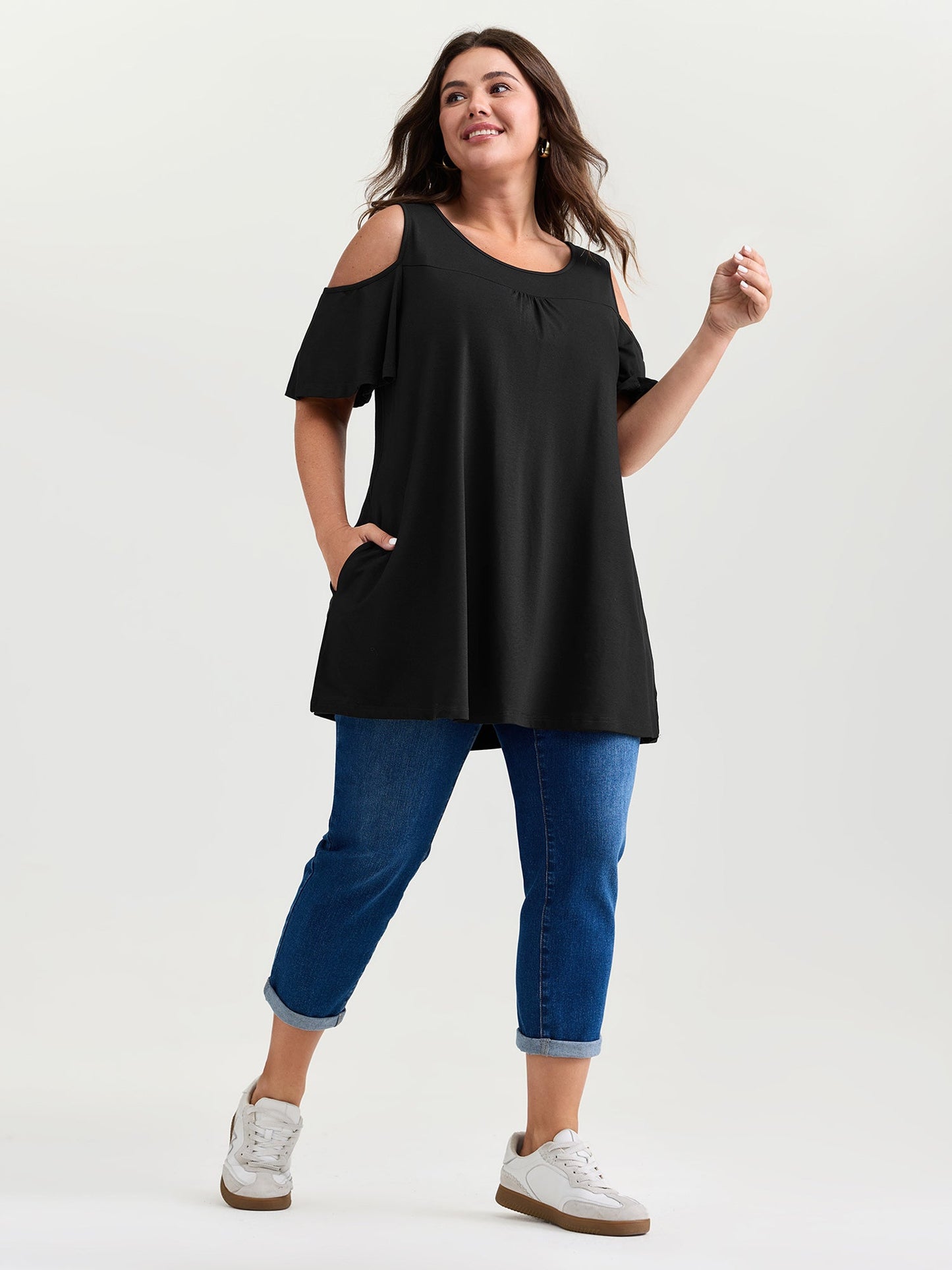 Supersoft Bust-Friendly Shoulder Cut-Out T-Shirt