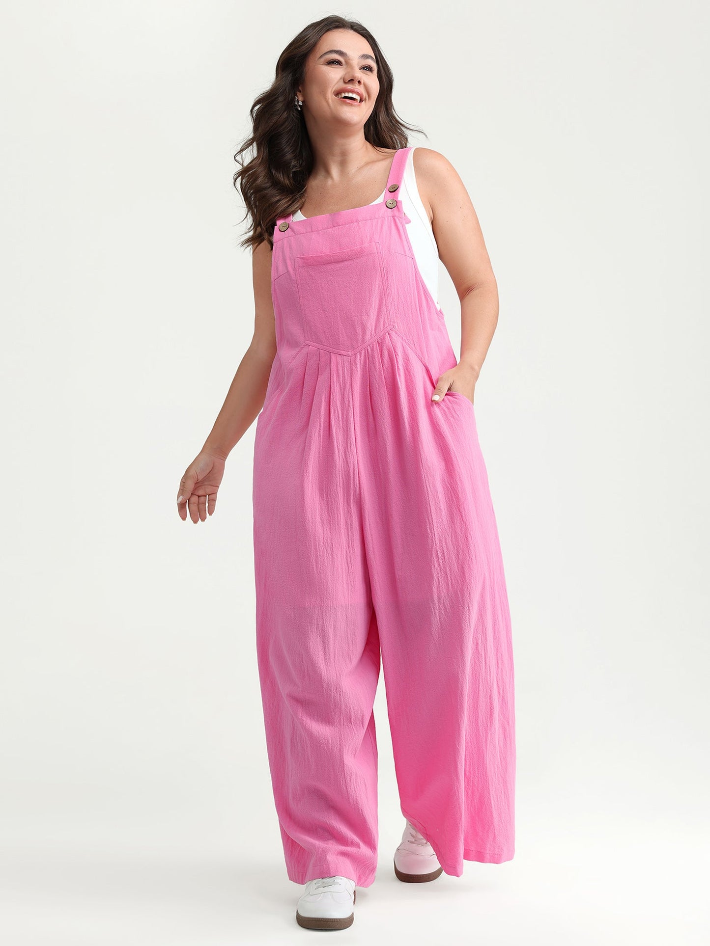 Pure Cotton Plain Adjustable Overall Jumpsuit